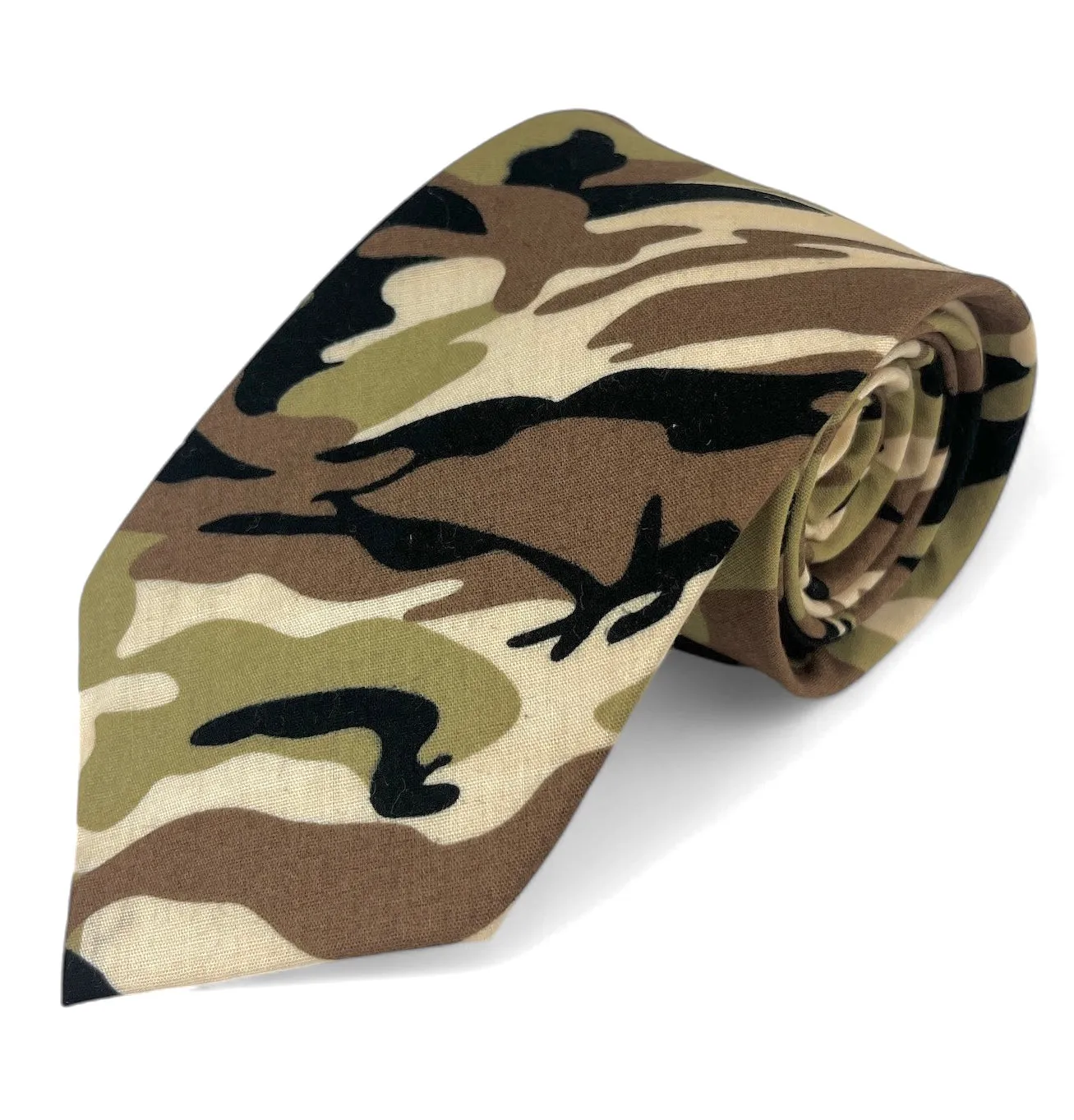 Brown Camouflage Cotton Tie Set