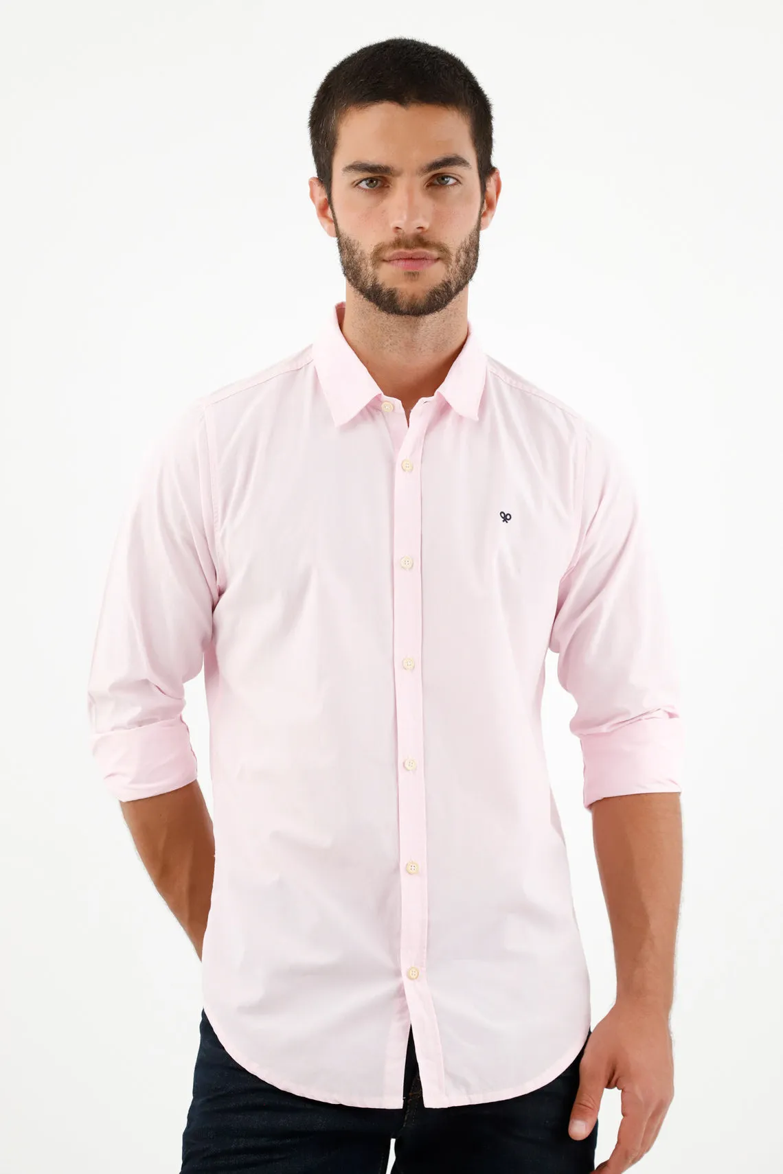 Camisa rosada clasica para hombre