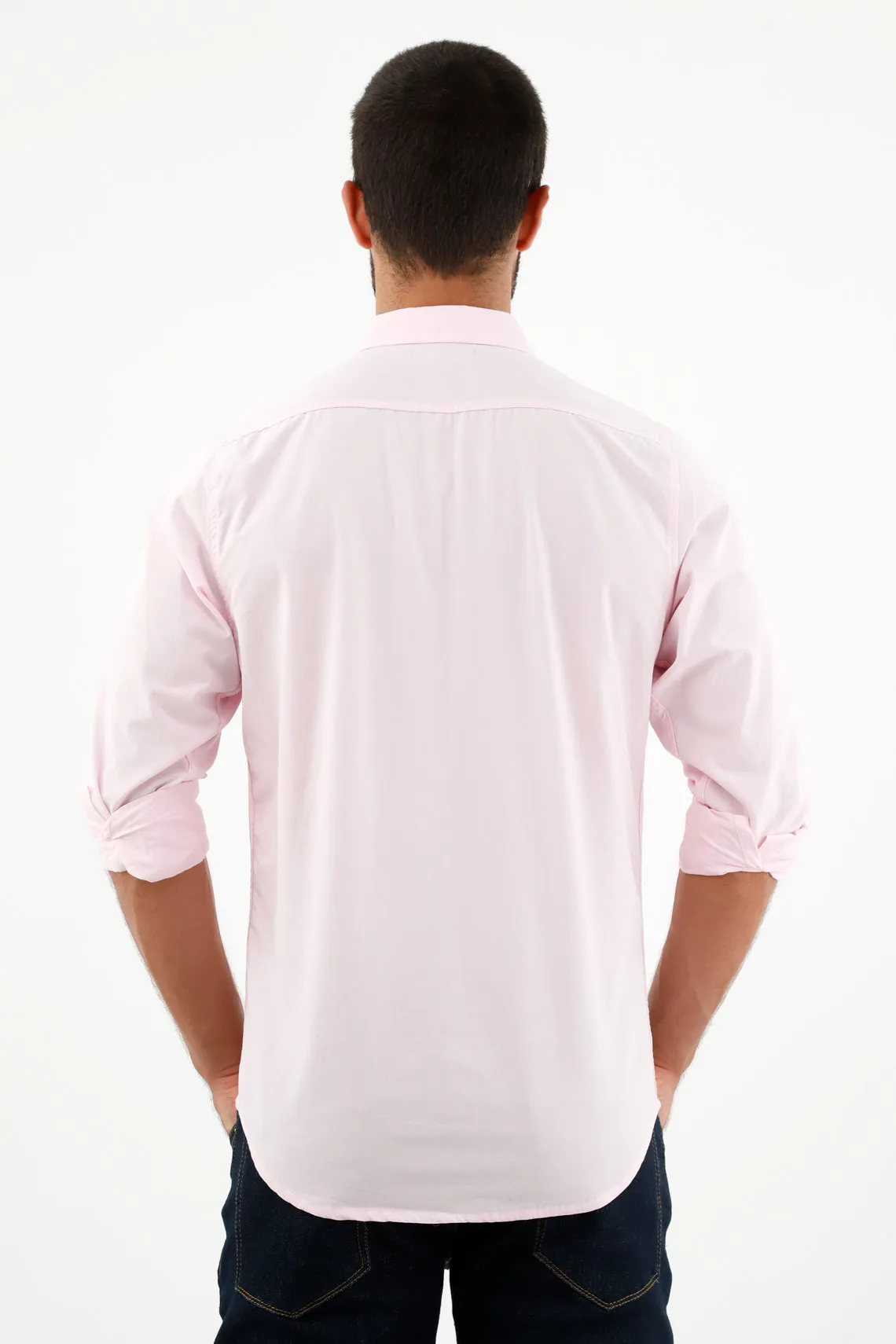 Camisa rosada clasica para hombre