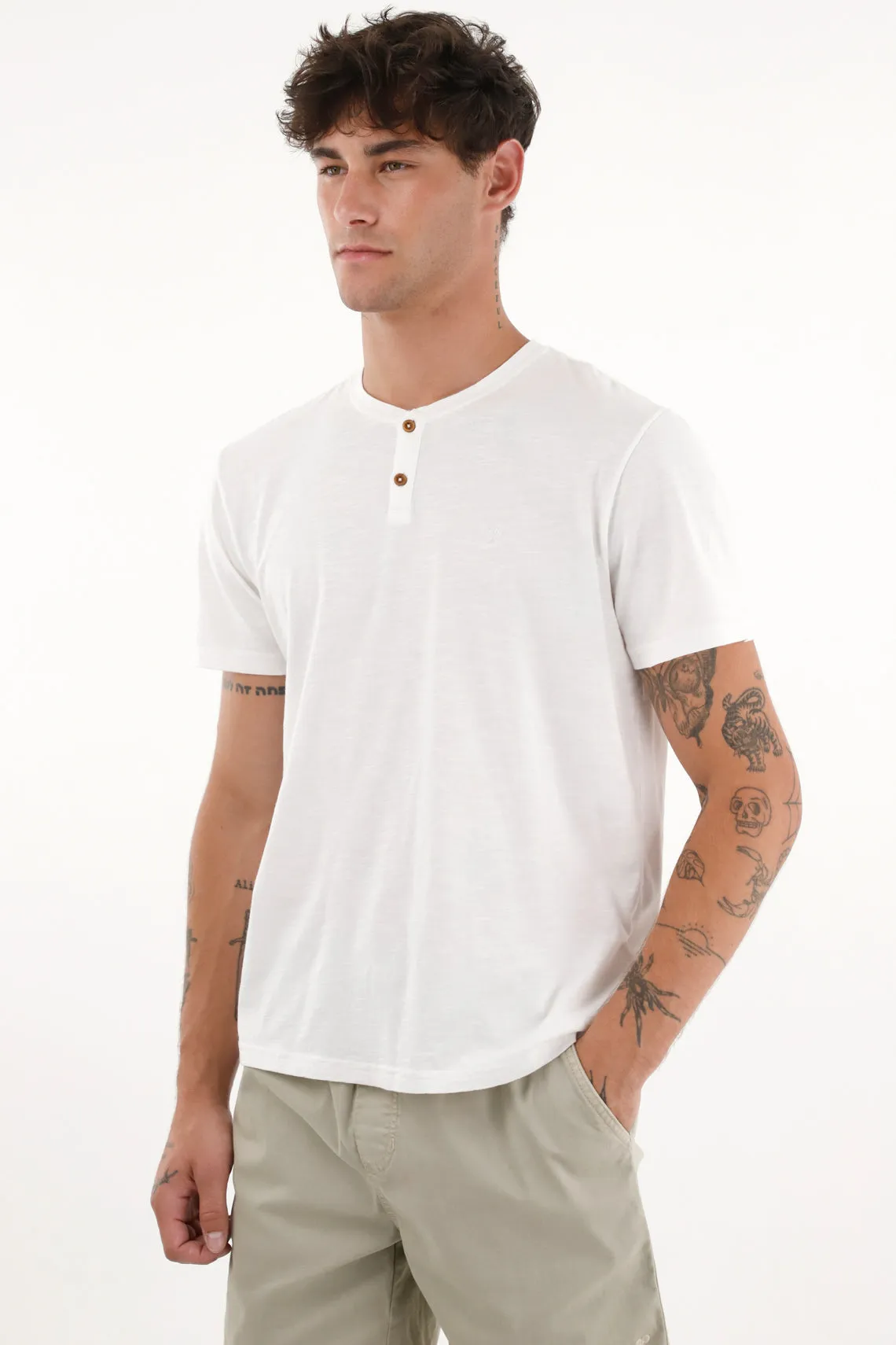 Camiseta blanca manga corta para hombre