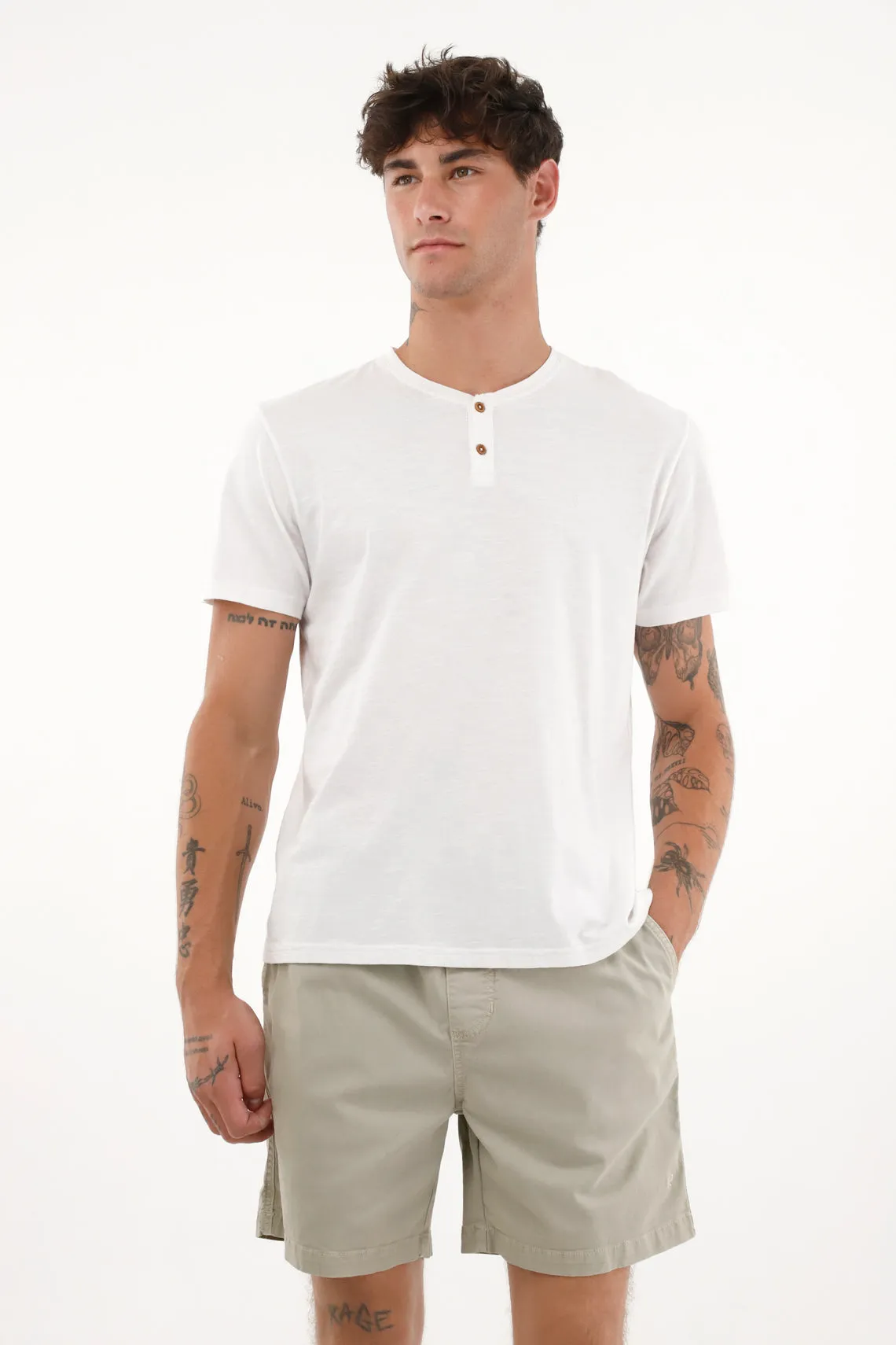 Camiseta blanca manga corta para hombre