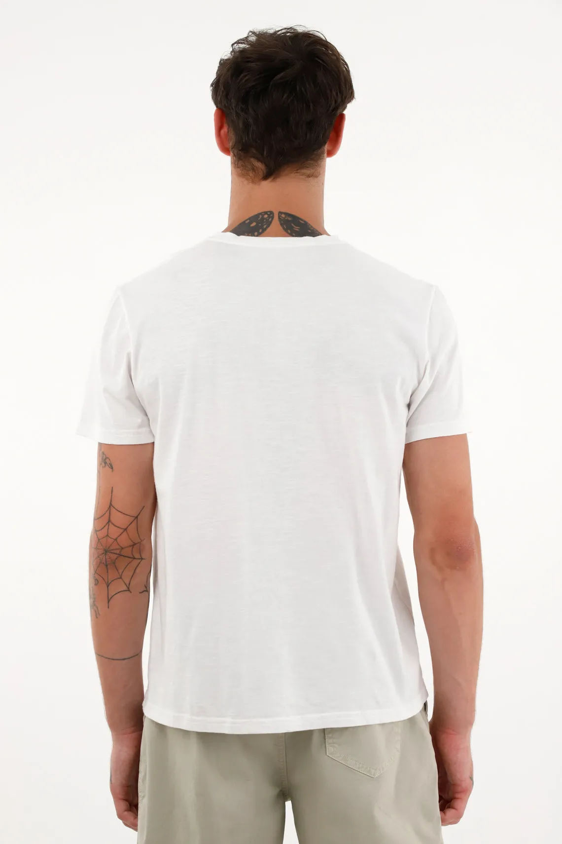 Camiseta blanca manga corta para hombre