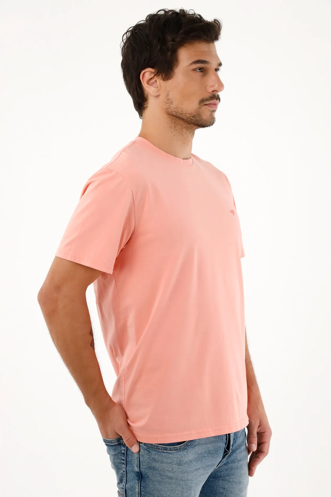 Camiseta naranja con raqueta estampada para hombre