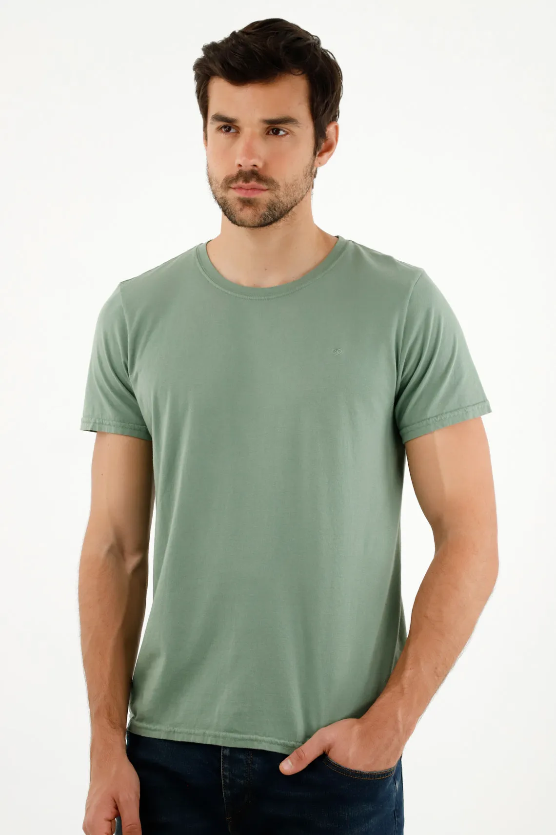 Camiseta verde manga corta para hombre