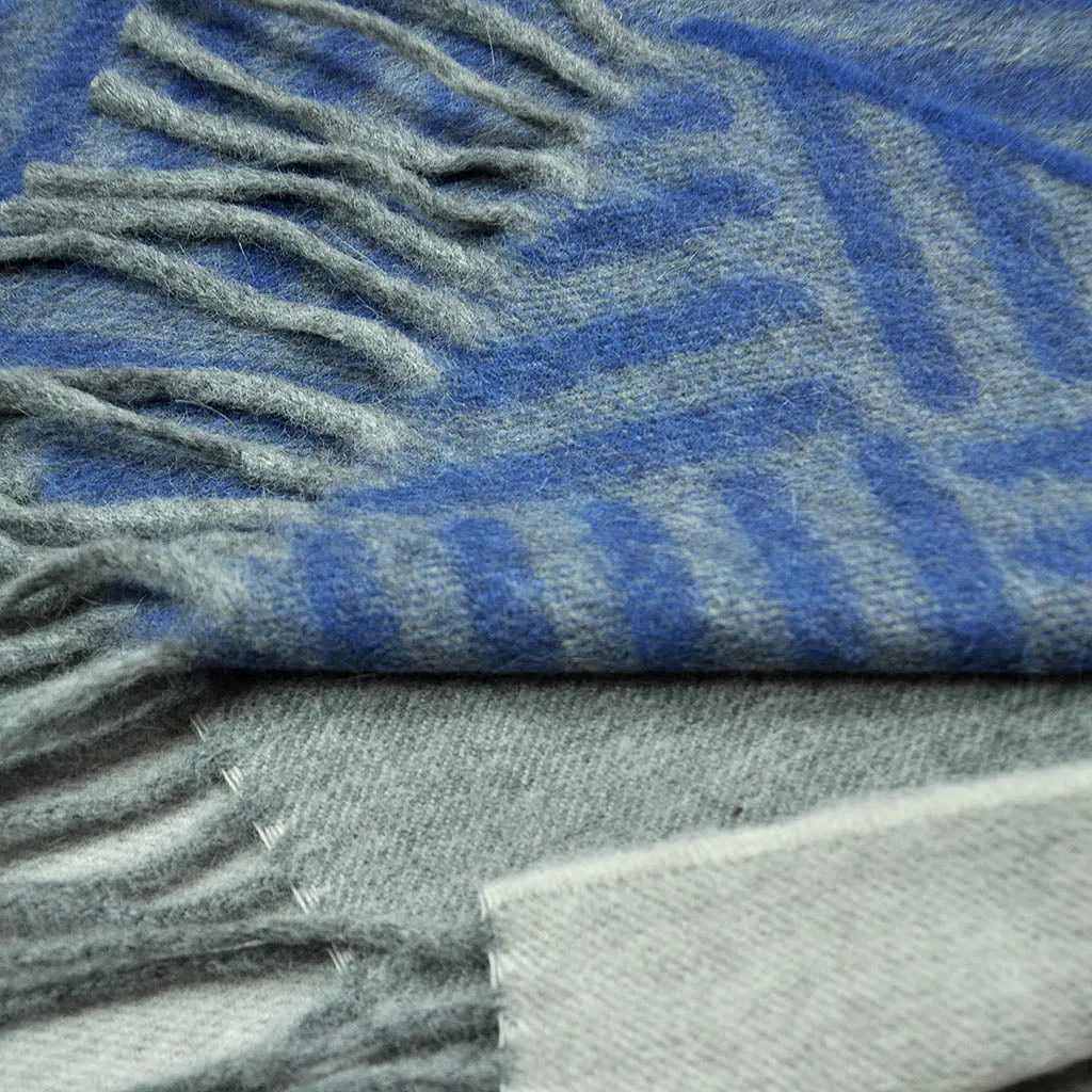 Colour Panels & Geo's Wool Scarf in Blues & Greys