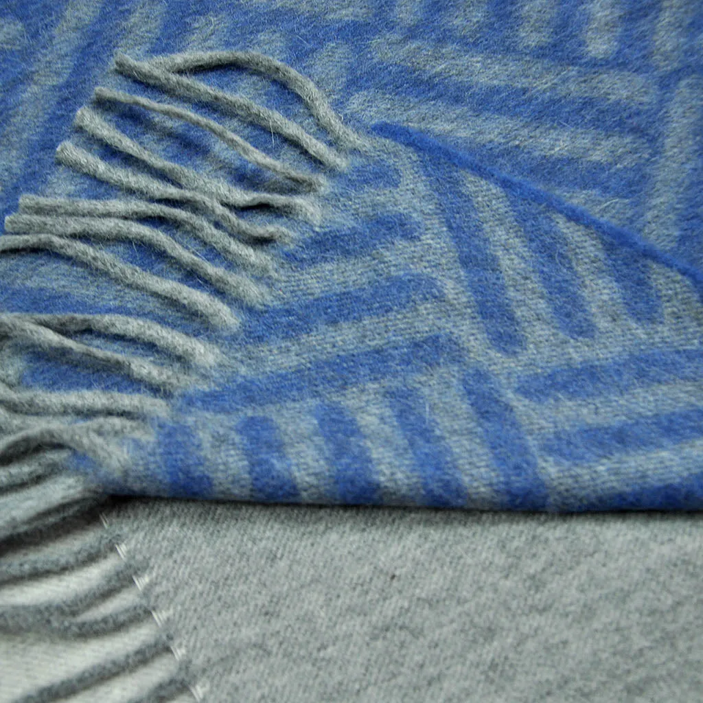 Colour Panels & Geo's Wool Scarf in Blues & Greys