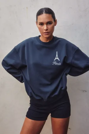 PARIS EMBROIDERED SWEATSHIRT