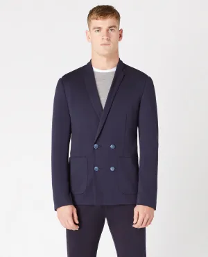 Slim Fit Double Breasted Stretch Jersey Jacket