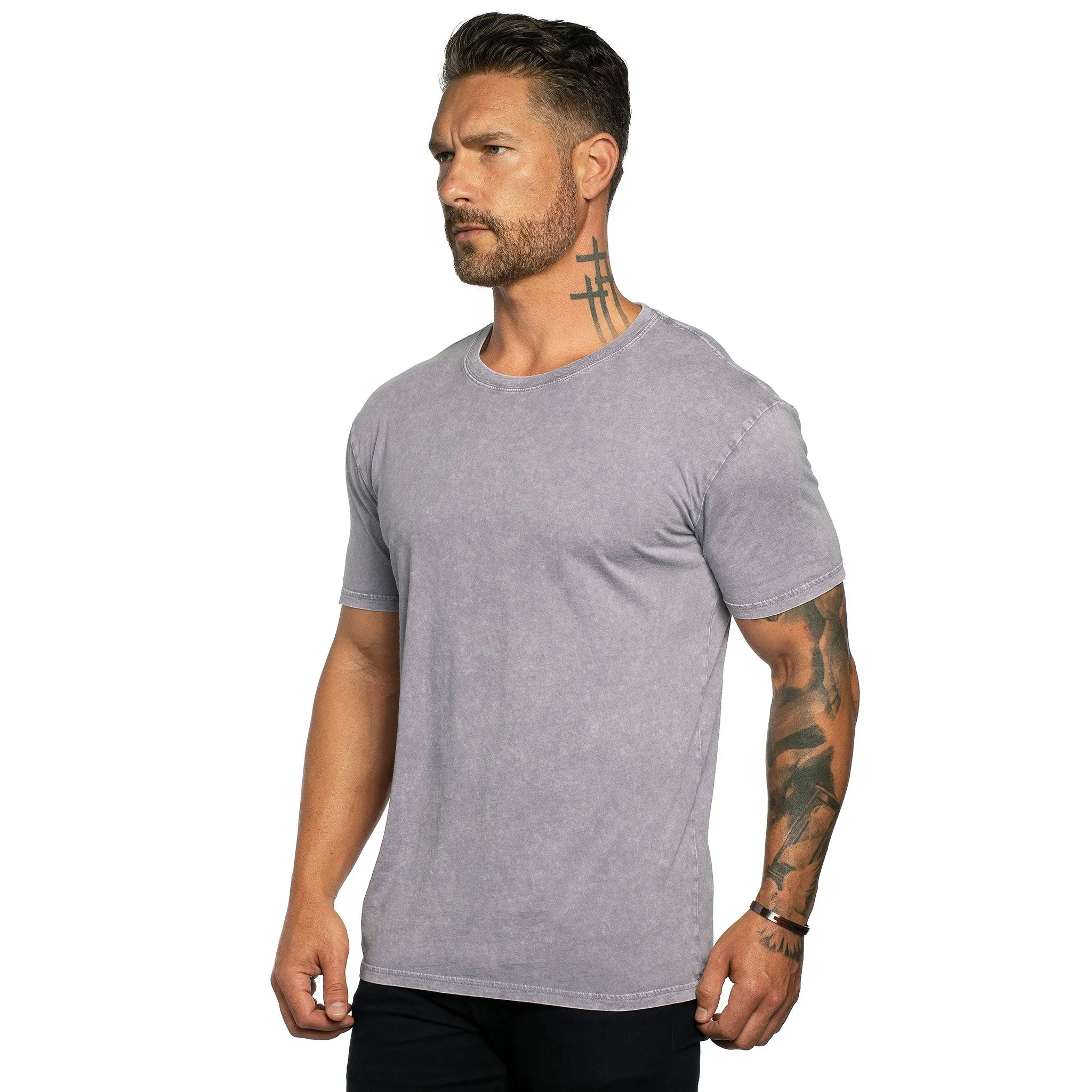 Stone Wash Relaxed Fit Crew Neck Tee