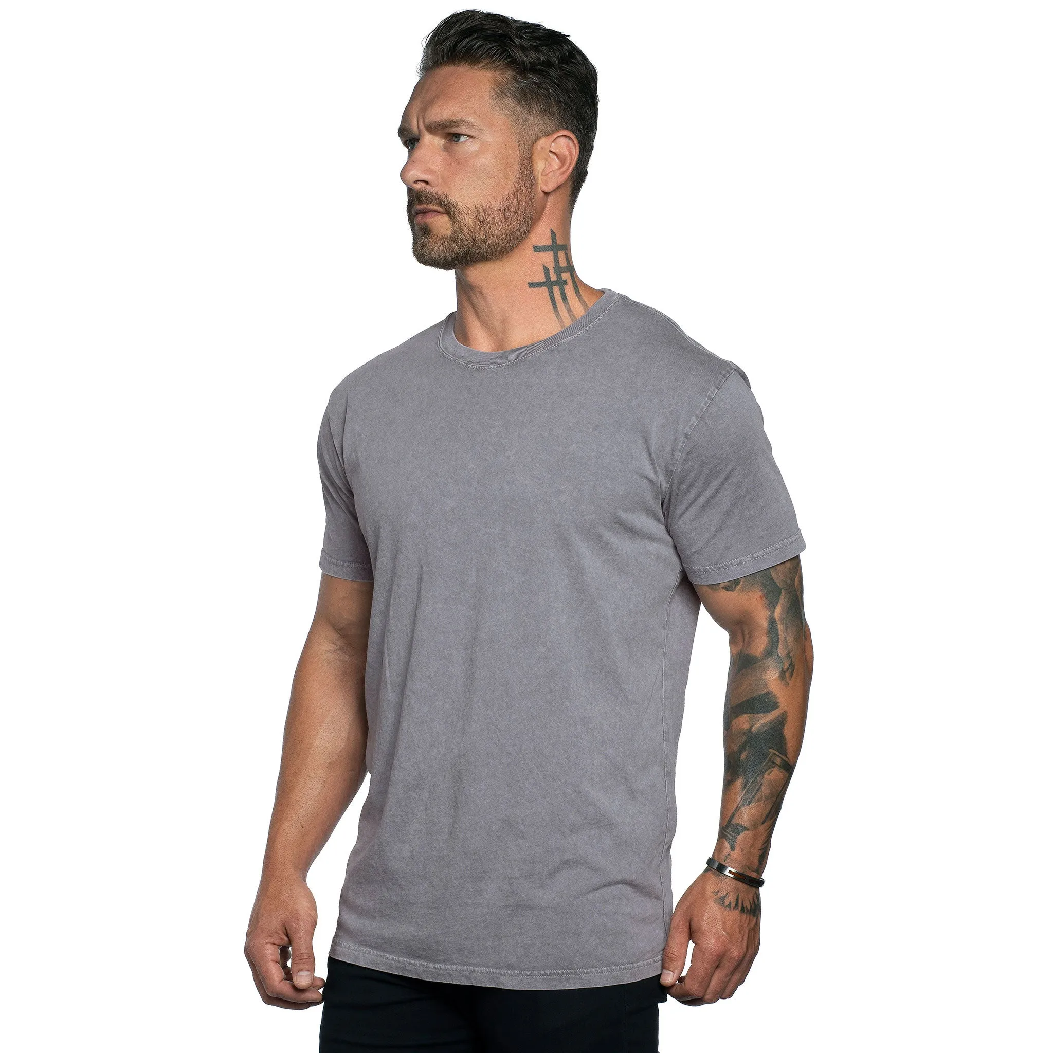 Stone Wash Relaxed Fit Crew Neck Tee