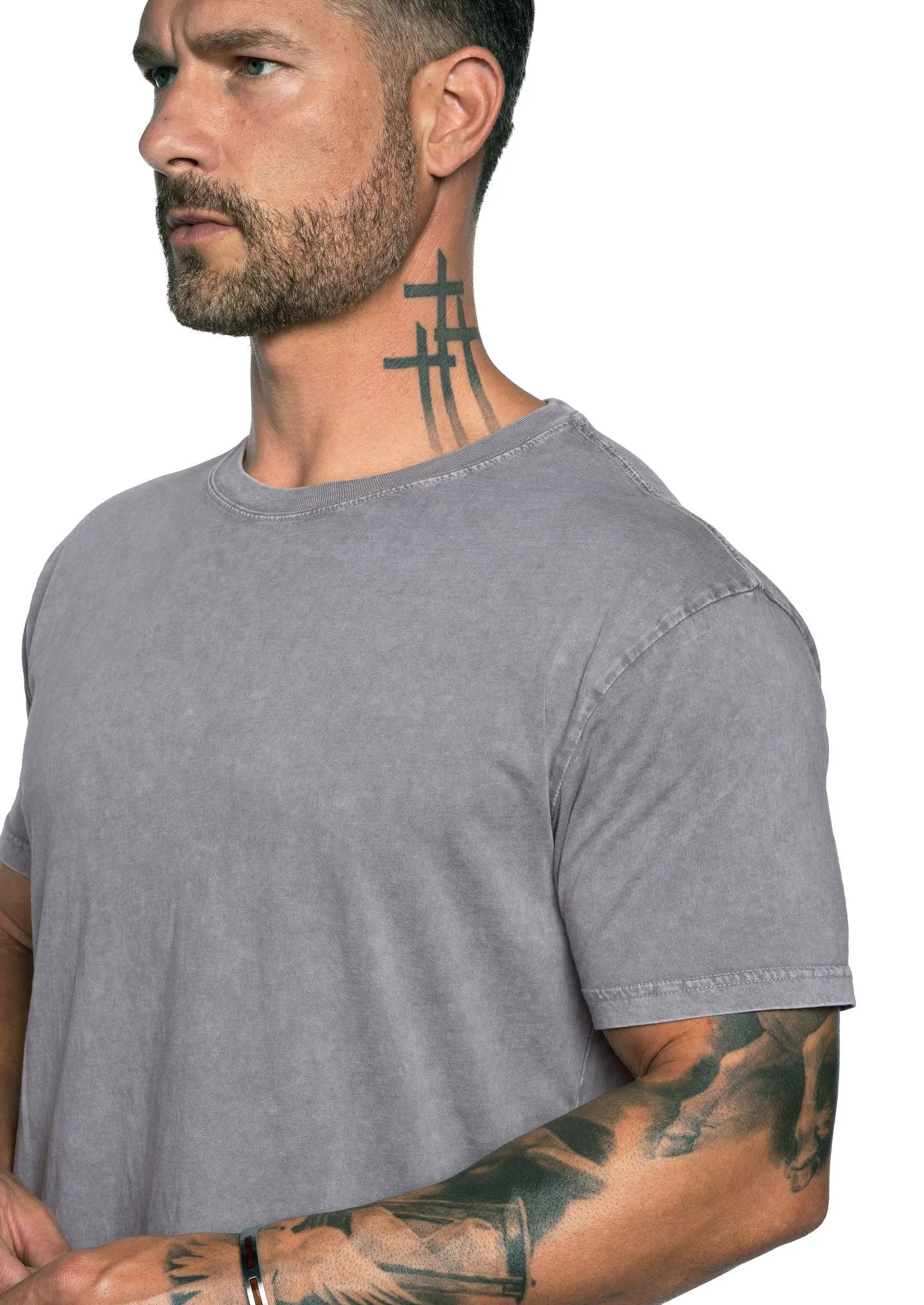 Stone Wash Relaxed Fit Crew Neck Tee