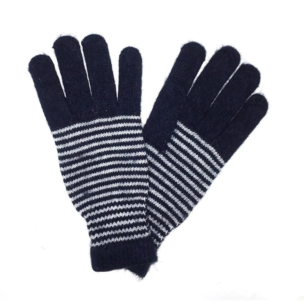 Striped Angora & Wool Blend Gloves