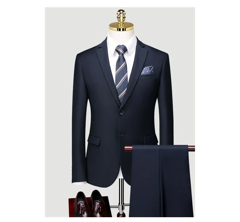 Suit Men's Wedding Dress Korean Version Slim Professional Formal Groomsman Dress Small Suit Three Piece Men's Suit