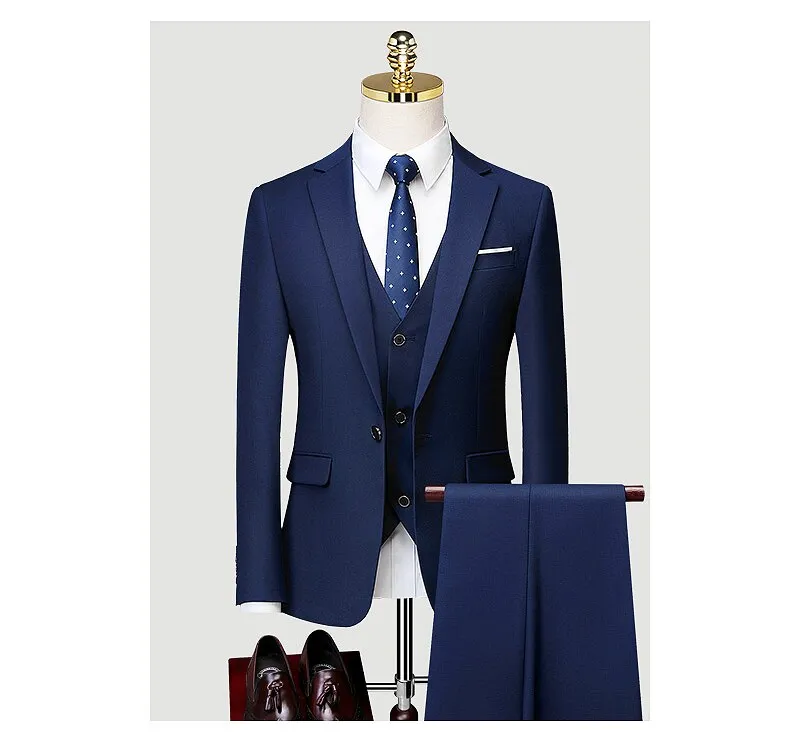 Suit Men's Wedding Dress Korean Version Slim Professional Formal Groomsman Dress Small Suit Three Piece Men's Suit