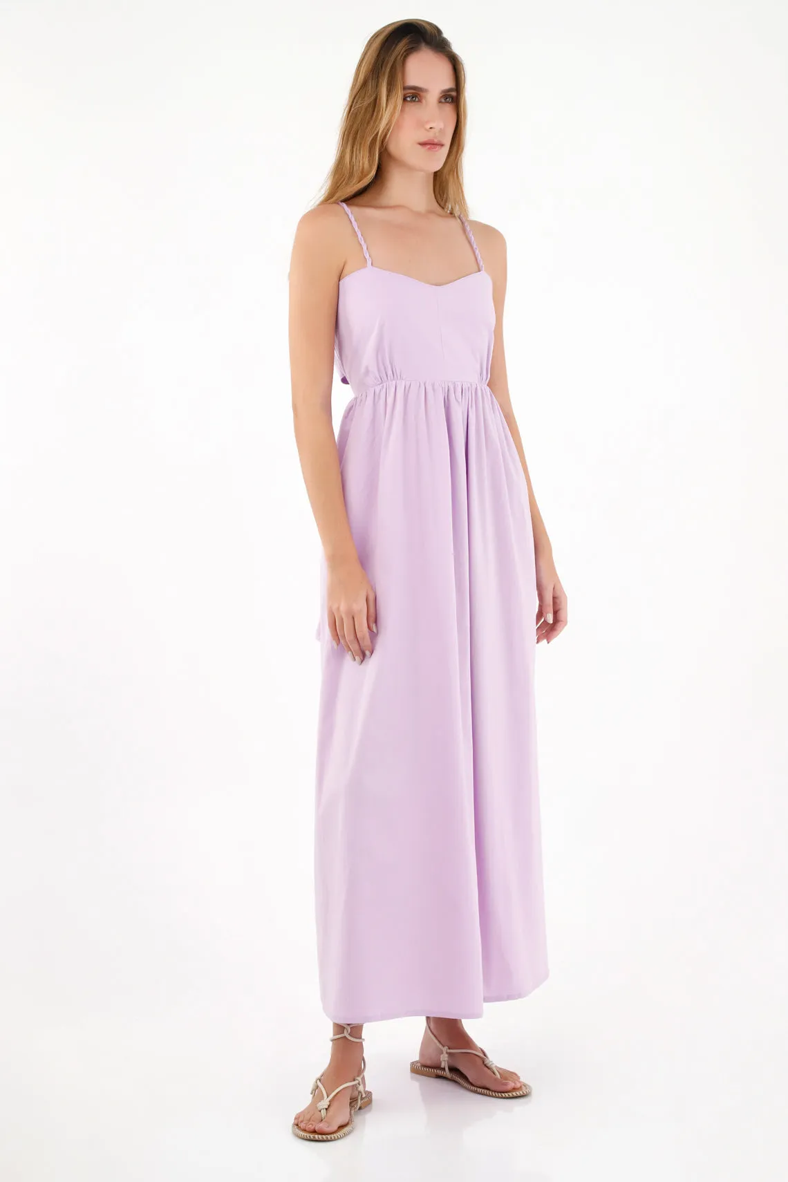 Vestido largo de tiras morado para mujer