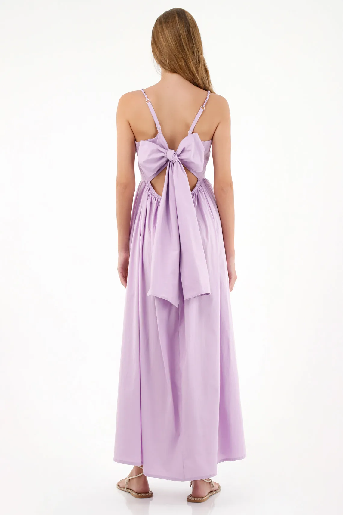 Vestido largo de tiras morado para mujer