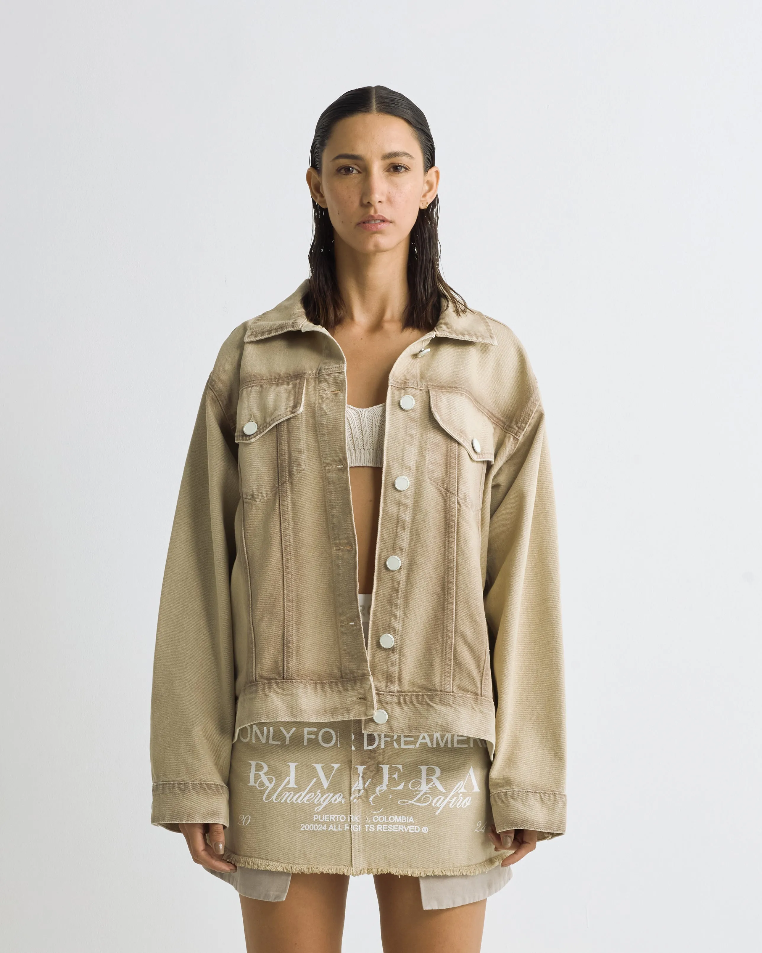 W Riviera Basic Denim Jacket Cream