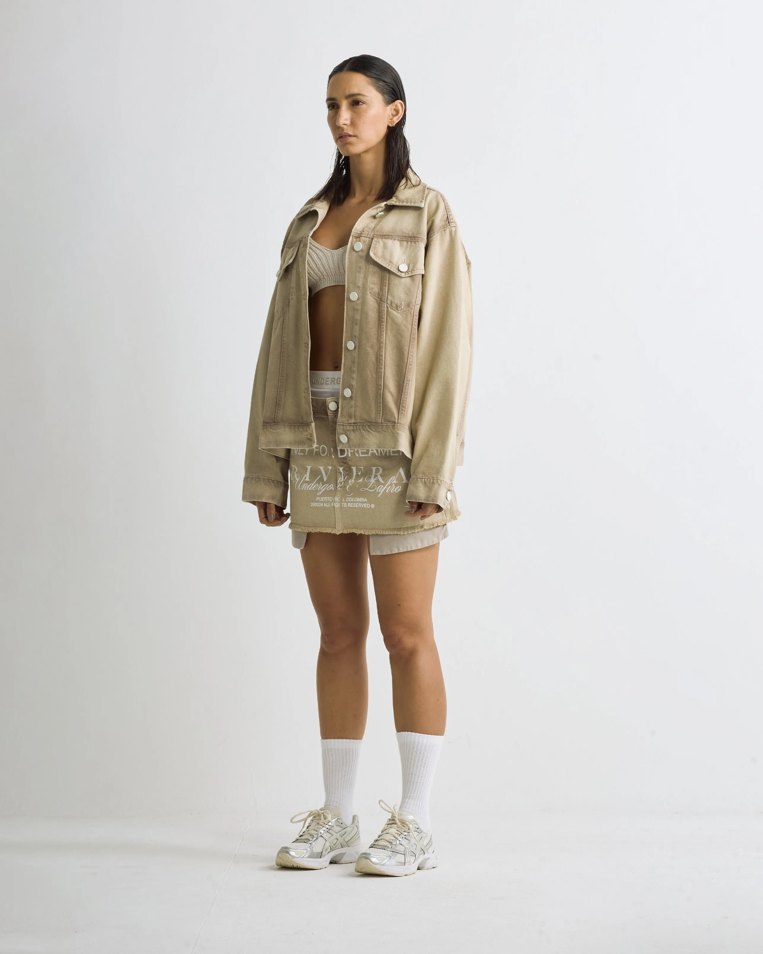 W Riviera Basic Denim Jacket Cream